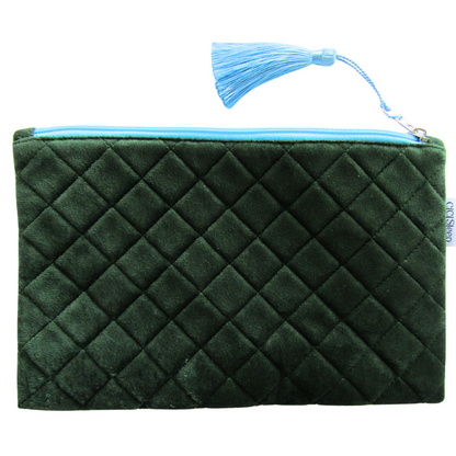 Velvet Quilted Travel Bag - Green