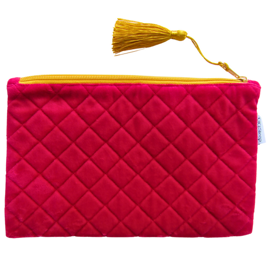 Velvet Quilted Travel Bag - Pink